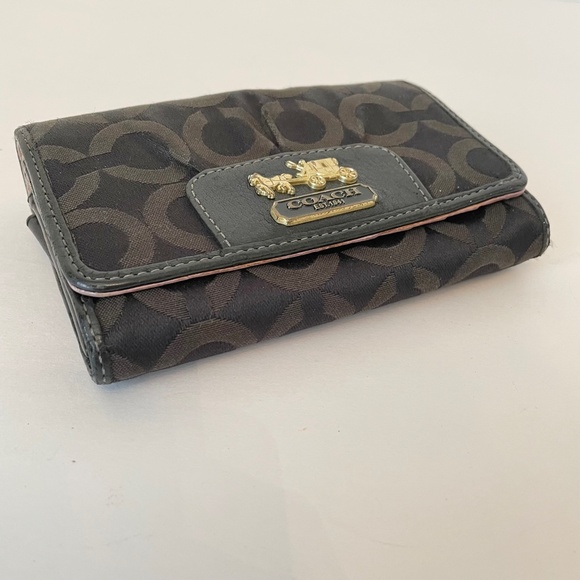 Coach Madison Op Art Signature Canvas Bifold Wallet Black Pink - Picture 3 of 16